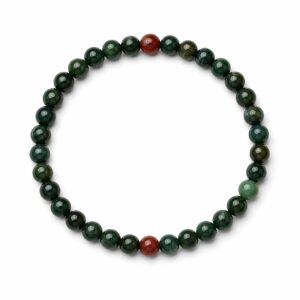 Bracelet boules 4mm - Jaspe héliotrope - hématoïde ou sanguin