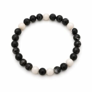 Bracelet boule 6mm - Marbre zèbre