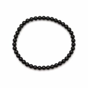 Bracelet boules 4mm - Obsidienne larme d'apache ou obsidienne fumée